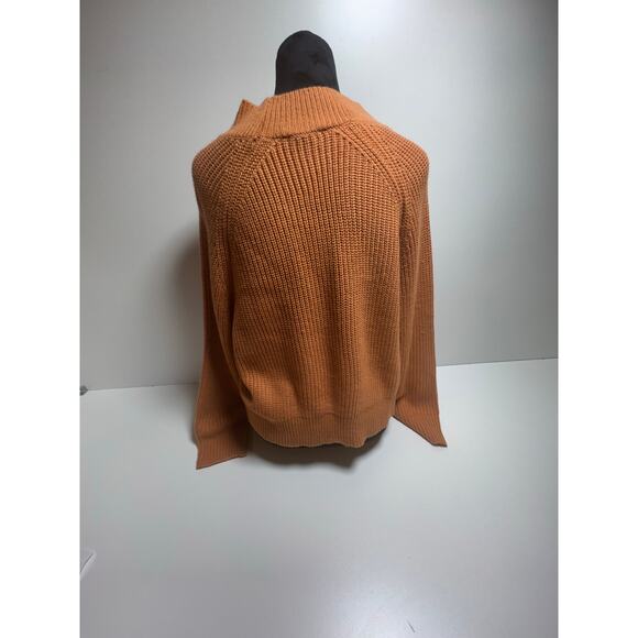 Olive & Leaf Womens Sz Large Cropped Knit Long Sleeve Sweater Rust Oversized - Picture 3 of 8